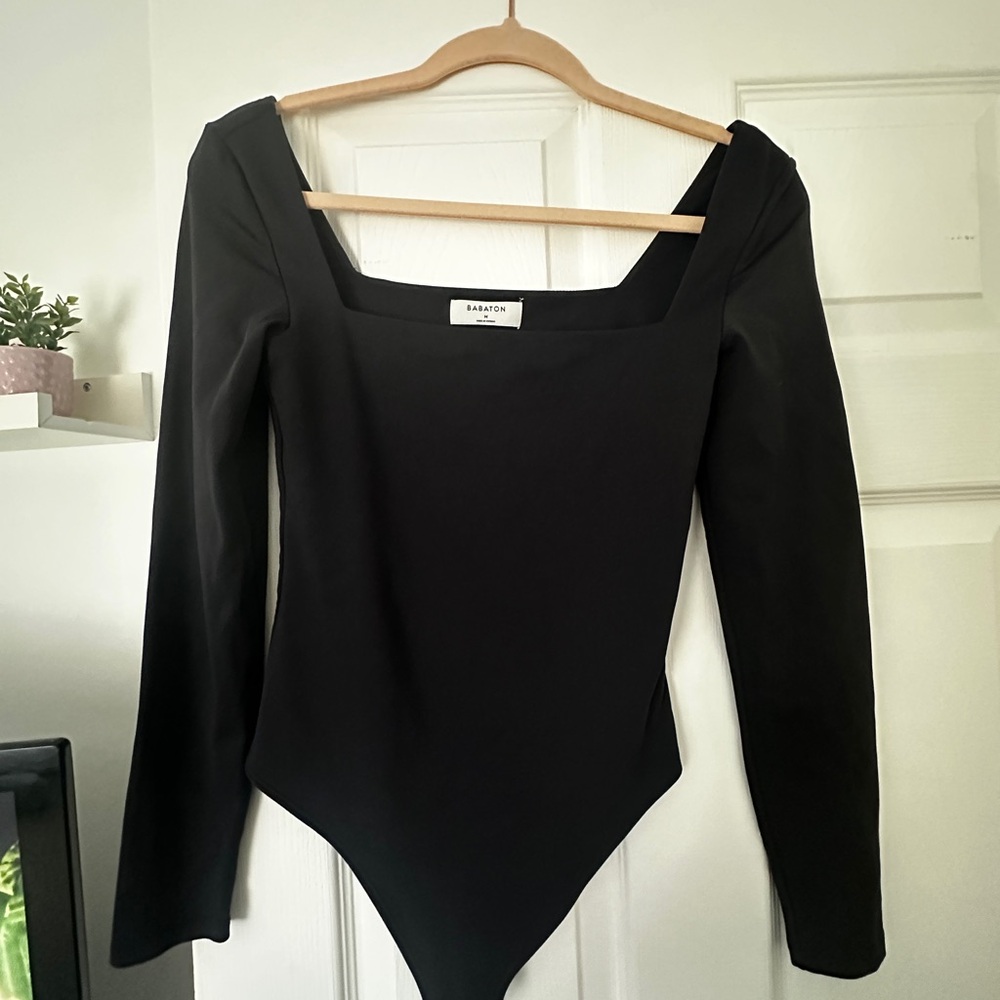 Babaton Black Square Neck Bodysuit